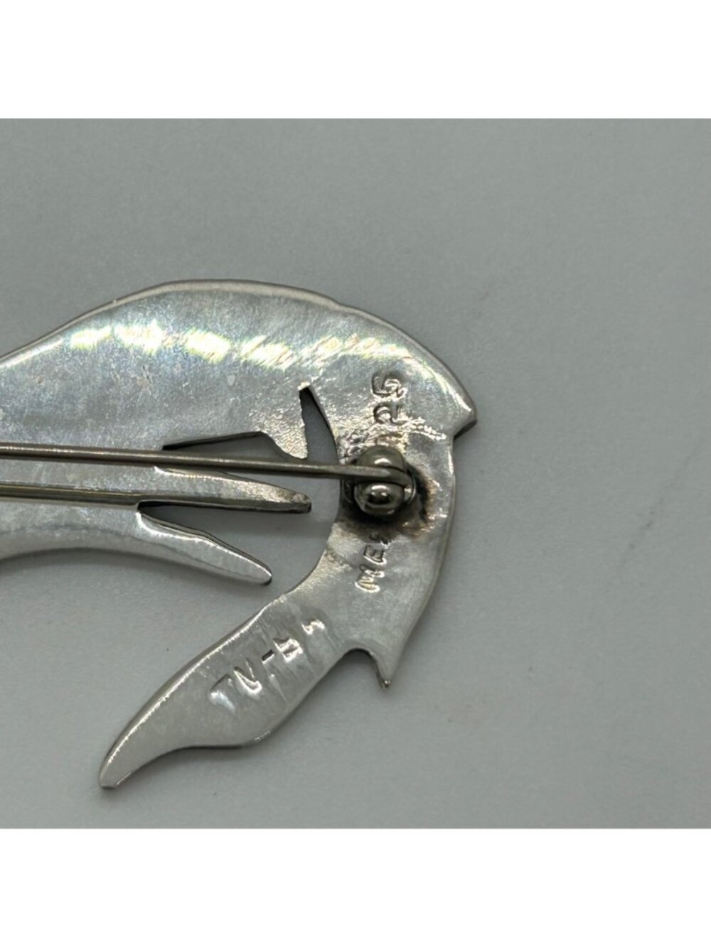 Vintage Sterling Silver Cat Brooch Pin 925 Mexico Handmade 2 Inches 1989 - Picture 7 of 11